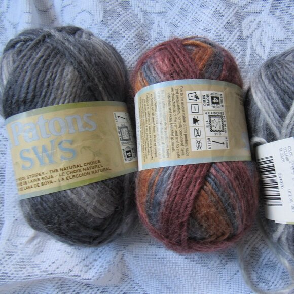 Lot of 3 sks Patons SWS yarn, 80g each, 100m each, 70% wool, 30% soy, - Picture 1 of 4